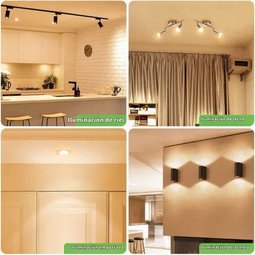 Vista 9 de Lepro Bombilla LED GU10 regulable, bombillas halógenas equivalentes a 50 W, 5.5 W, 3000 K, repuesto de luz cálida suave para iluminación de riel
