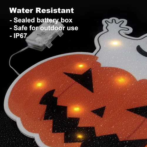 Vista 5 de Letreros iluminados para patio, accesorios de Halloween, estacas de patio, calabaza, fantasma, letrero de patio con estacas para decoraciones