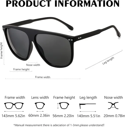Vista 6 de Gafas de sol de gran tamaño vintage para mujeres hombres, moda marco grande sombras UV400 protección