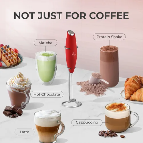 Vista 542 de Zulay Milk Boss Espumador de leche potente manual, hace espuma para latte, batidor para mezclar bebidas, café, miniespumador para capuchino, frappé