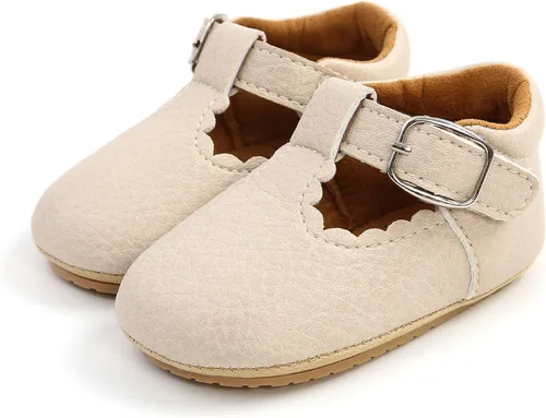 Vista 6 de SOFMUO Zapatos deportivos de cuero con cordones para bebés, niños y niñas, suela de goma suave, mocasines Oxford para recién nacidos