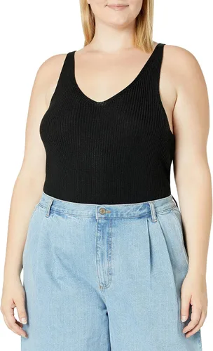 Vista 6 de The Drop Claire - Suéter acanalado con textura de doble cuello en V para mujer