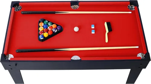 Vista 9 de Juego de mesa de juego 5 en 1 para el hogar, sala de juegos, amigos y familia, con billar, hockey de empuje, futbolín, ping pong y baloncesto, negro