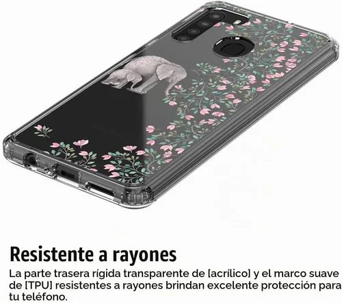 Vista 4 de Funda transparente para Samsung Galaxy A21 (6.4", 2020) [Elefante]