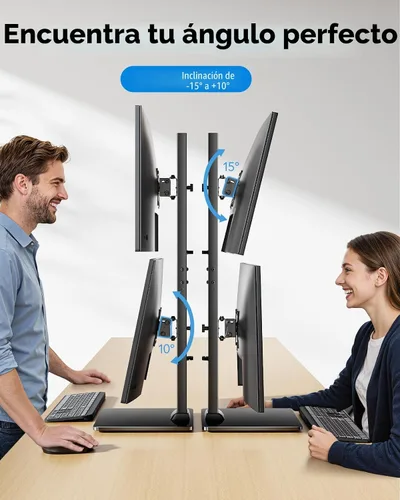Vista 6 de HUANUO Soporte de monitor doble para 13 a 34 pulgadas, carga máxima de 44 libras, soporte vertical para monitor, elevador de monitor independiente