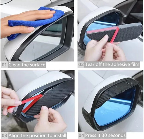 Vista 7 de Cubierta de lluvia para espejo retrovisor de coche para Nissan Navara NP300 ST 2017-2023 Espejo retrovisor de coche Cubierta protectora de cejas
