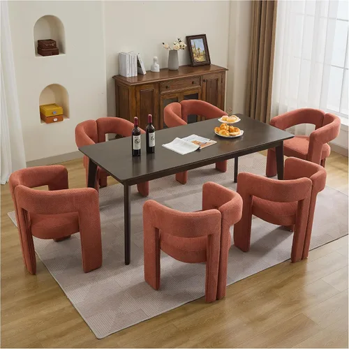 Vista 16 de adochr Modernas sillas de comedor de barril, silla de comedor tapizada de lino con patas de madera, sillas decorativas con brazos, cómodos sillones