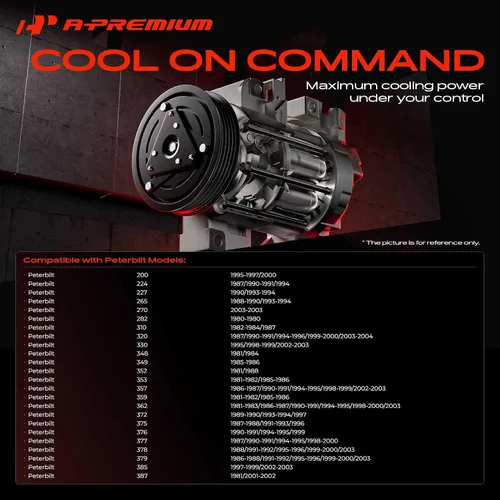 Vista 3 de A-Premium Compresor de aire acondicionado con embrague compatible con Kenworth C500 K100E T2000 T600A T800 y Peterbilt