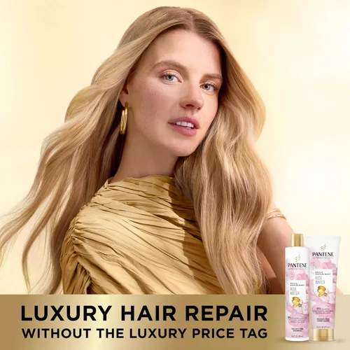 Vista 5 de Pantene Nutrient Blends Miracle Moisture Boost - Champú y acondicionador de agua de rosas, paquete doble para cabello seco, sin sulfatos