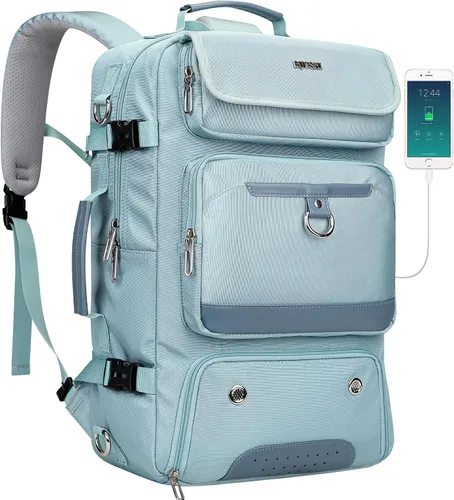 Vista 11 de PIJUSHI Mochila de viaje de mano para mujeres y hombres, bolsa de lona convertible, mochila de equipaje grande, para laptop de 16 pulgadas