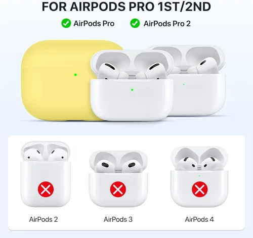 Vista 2 de Miracase Funda diseñada para Airpods Pro 2ª con kit de limpieza, fundas suaves para Airpod Pro 2 (2023/2022), funda de silicona líquida visible LED