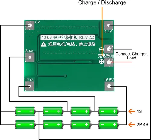 Vista 4 de 6 unids mejorado 4S 40A 16.8V 18650 batería de litio placa de protección PCB BMS cargador protección circuito equilibrio módulo de carga