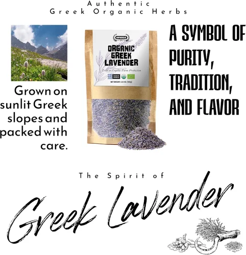 Vista 5 de Apsogo Lavanda griega orgánica - Lavanda culinaria seca para té, 1.76 onzas Lavandula angustifolia de origen único, cosechada a mano