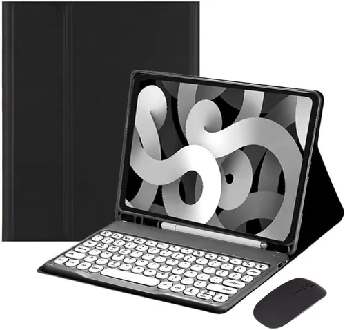Vista 9 de Ratón de teclado para Galaxy Tab S6 Lite de 10.4 pulgadas 2024/2022/2020 Funda de teclado con mouse, bonita funda de teclado de color BT Negro