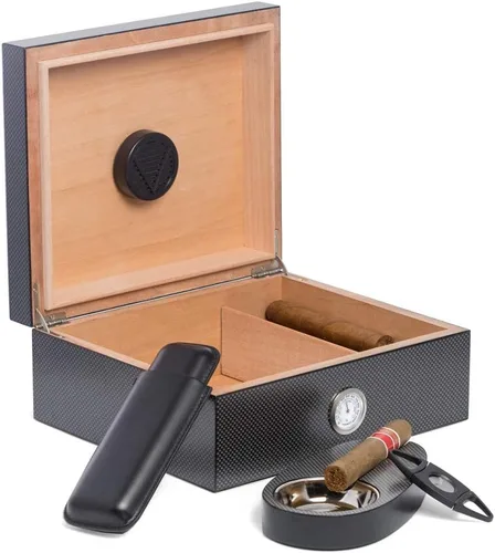Vista 2 de Bey Berk - Juego de humidor (6 piezas, fibra de carbono)