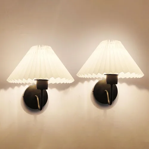 Vista 7 de Farol nórdico de pared para interiores, elegante aplique de pared de noche con pantalla de lino para dormitorio y sala de estar