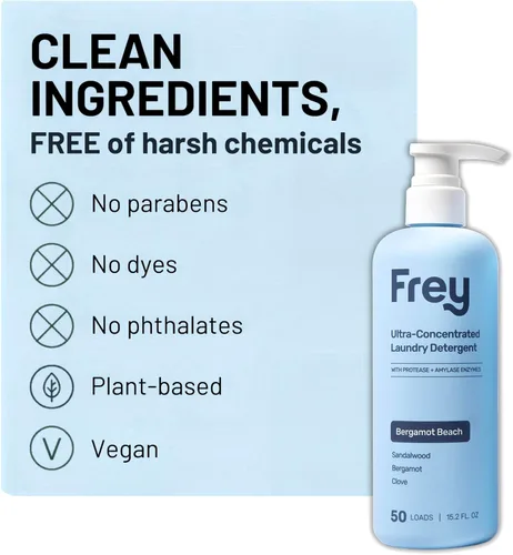 Vista 5 de Detergente líquido concentrado para lavandería FREY Formulado para piel sensible y lavadoras HE Elimina manchas eficazmente 50 lavados por