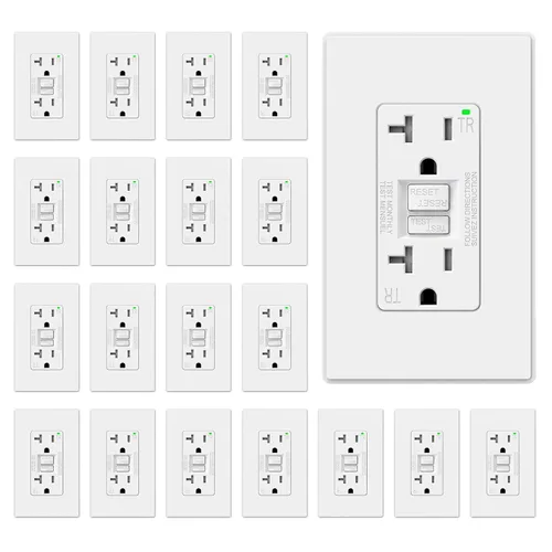 Vista 35 de ELEGRP Toma GFCI de 15 amperios, toma eléctrica GFI de autoprueba con diseño más delgado, receptáculo GFCI resistente a manipulaciones TR