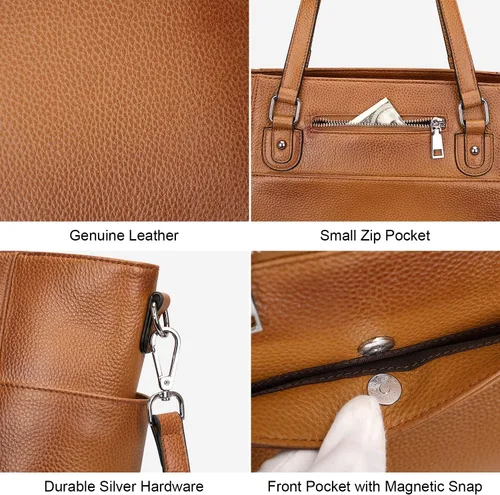 Vista 7 de Over Earth Women Leather Handbags Genuine Leather Tote Shoulder Bag Crossbody with Multi Pockets