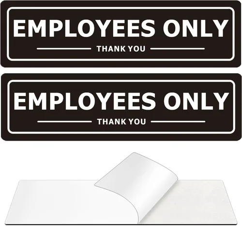 Vista 10 de Letrero de solo empleados, paquete de 2 letreros para puerta de oficina para pared de tiendas de negocios, metal de aluminio con fuerte autoadhesivo