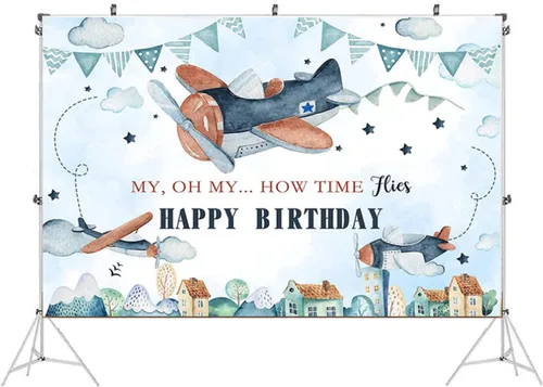 Vista 3 de Telón de fondo de viaje que espera la aventura para niño de primer cumpleaños, baby shower, decoración de fiesta, pancarta de aventura comienza
