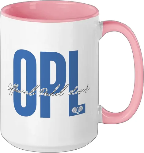 Vista 2 de OPL Official Padel Lover Ceramic Mug, Pink/White, 15oz Rosa/blanco