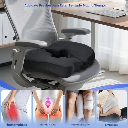 Vista 4 de SAHEYER Cojines para dolor de cama para glúteos, almohada de espuma viscoelástica para alivio de presión de hemorroides con orificio central y corte