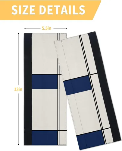 Vista 6 de Juego de 2 fundas para manijas de puerta de refrigerador con rayas azul marino para lavavajillas, microondas, horno, nevera, estufa