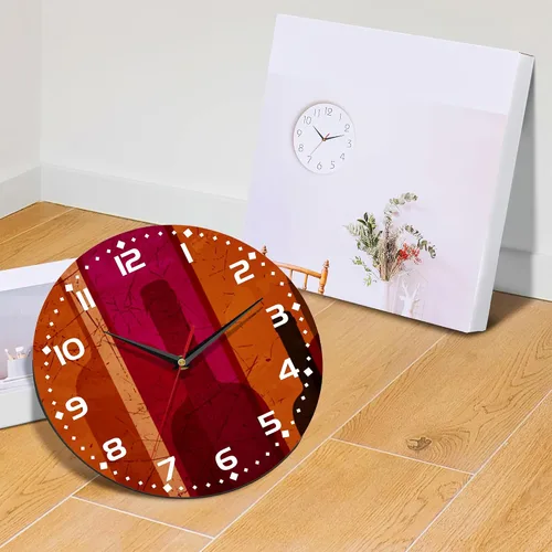 Vista 6 de Reloj para sala de estar, reloj de pared de vino abstracto, reloj de pared de madera vintage, silencioso sin tictac, funciona con pilas, números