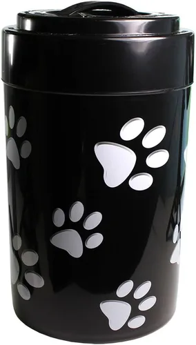 Vista 25 de Pawvac Contenedor de almacenamiento de alimentos para mascotas sellado al vacío de 3 onzas; patas blancas y negras