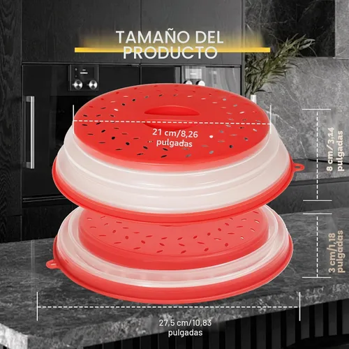 Vista 2 de CasaCulina Paquete de 2 cubiertas plegables para salpicaduras de microondas, tapa de microondas ventilada con agujero de gancho, protector