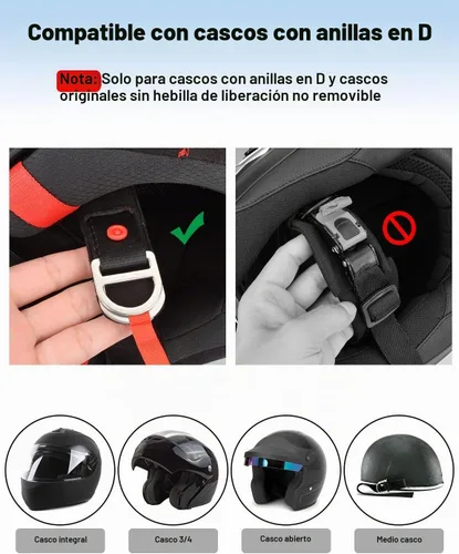 Vista 4 de Lamborsafe Kit de hebilla de liberación rápida para casco, clip de correa de barbilla para casco de motocicleta para cara completa, 3/4, medios Negro