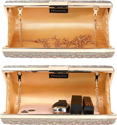 Vista 4 de Bolso de mano con diamantes de imitación brillantes para novia, cierre de metal, bolso formal para fiesta y boda, bolsa de noche para mujeres