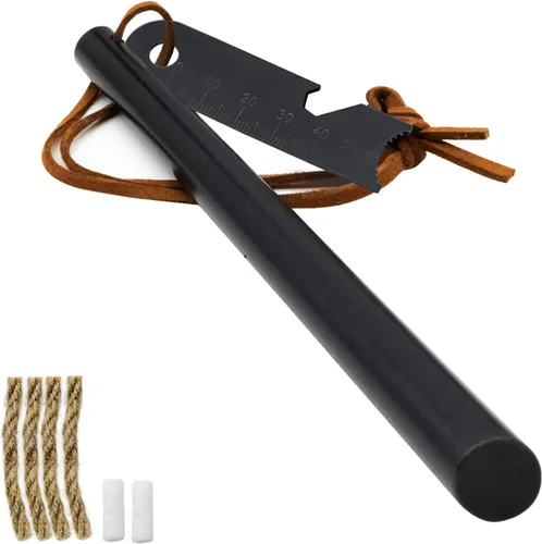 Vista 8 de BCHARYA Fire Starter Survival Tool, Ferro Rod Kit with Leather Neck Lanyard and Multi-Tool Striker, Flint and Steel Survival Igniter with Tinder