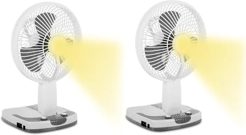Vista 9 de Technical Pro Adventure Series - Ventilador recargable de escritorio/pared con lámpara de trabajo LED, ventilador ajustable y portátil