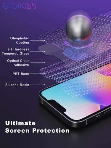 Vista 4 de GIGIKISS Protector de pantalla de privacidad compatible con iPhone 12 Pro Max de 6.7 pulgadas, degradado morado, antiespía, anti luz azul, protector