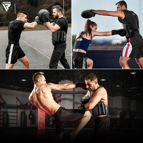 Vista 5 de RDX - Protector corporal reversible para boxeo, protector de pecho para kickboxing, MMA, Muay Thai, para entrenamiento de combate y golpes pesados