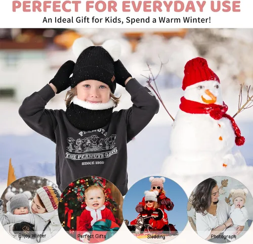Vista 5 de Toddler Kids Winter Hats Gloves Scarfs Beanie Mittens Neck Warmer for 0 6 12 Months 1 2 3 4-8 Year Old Baby Girls Boys Gifts