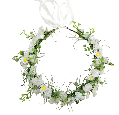 Vista 9 de Corona floral para mujer, diadema floral para el cabello, corona de flores, halo bohemio, fiesta, baile de graduación, fotos