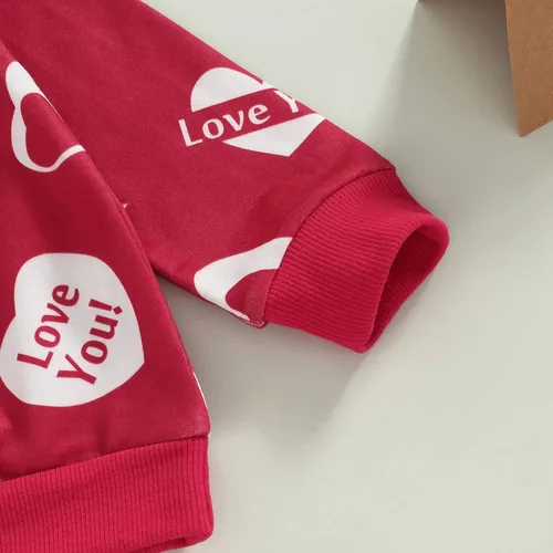 Vista 5 de Conjunto de dos piezas para el día de San Valentín, sudadera de manga larga y pantalones, conjunto de ropa casual de 0 a 3 años