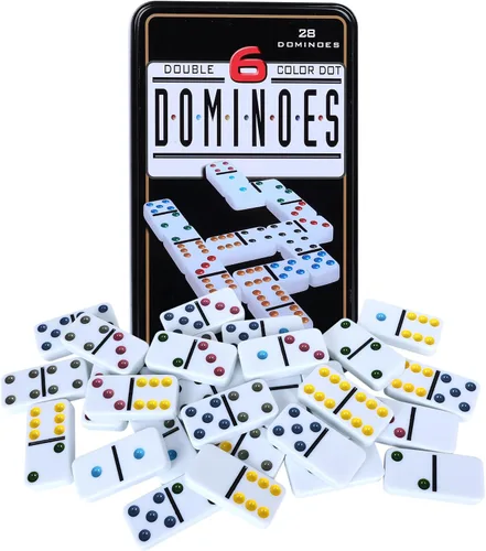Vista 12 de Juego de Dominó de Madera Doble 6 de Offelec - 28 fichas de dominó negro para niños, adultos y juegos familiares Ideal para 2-4 jugadores