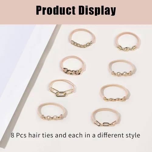 Vista 5 de Lazos para el cabello sin daños, accesorios para el cabello, 8 piezas prácticas elásticas lindas bandas para el cabello, joyería de moda para cola