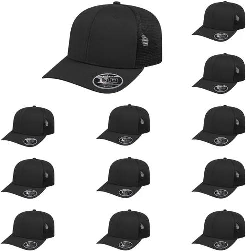 Vista 86 de Cap America i8502 Flexfit 110 Premium - Gorra de camionero de perfil medio con 6 paneles de malla trasera con protección UV y cierre ajustable