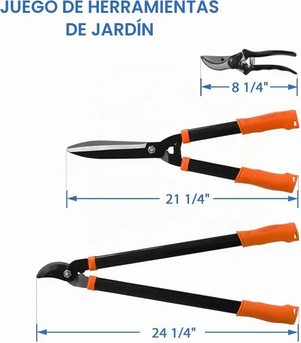 Vista 5 de ECOOPTS Juego de herramientas de jardín de 3 piezas con podadora, tijeras de setos y podadora de derivación, kit de cuidado de árboles y arbustos