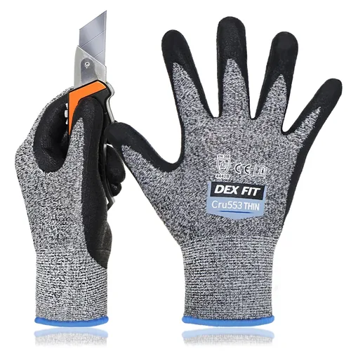 Vista 7 de DEX FIT Guantes Resistentes a Cortes Extremos Nivel 5 Cru553 Delgados, Agarre de Potencia Antideslizante, Ajuste Cómodo 3D de Grado Profesional