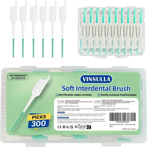 Vista 8 de VINSULLA Palillos de hilo dental para limpieza de dientes, cepillos interdentales desechables fáciles de usar con estuche de transporte conveniente