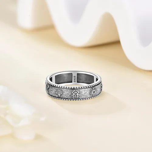 Vista 6 de POPLYKE Anillos giratorios giratorios de plata de ley para mujeres y hombres, para aliviar la preocupación y el estrés, regalo ankh
