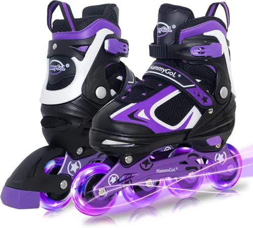 Vista 12 de MammyGol Adjustable Inline Skates for Kids Boys Girls Youth Beginner with Light up Wheels Ages 4-16