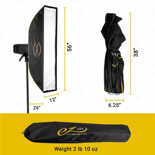 Vista 6 de Glow EZ Lock 12x56 Quick Strip Rectangular Bowens Mount Softbox w/Externo, Difusores Internos