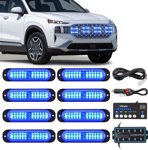 Vista 38 de Nilight 8 luces estroboscópicas LED con controlador 12 V 24 V función de sincronización verde luz de advertencia de peligro de emergencia 12 24 LED